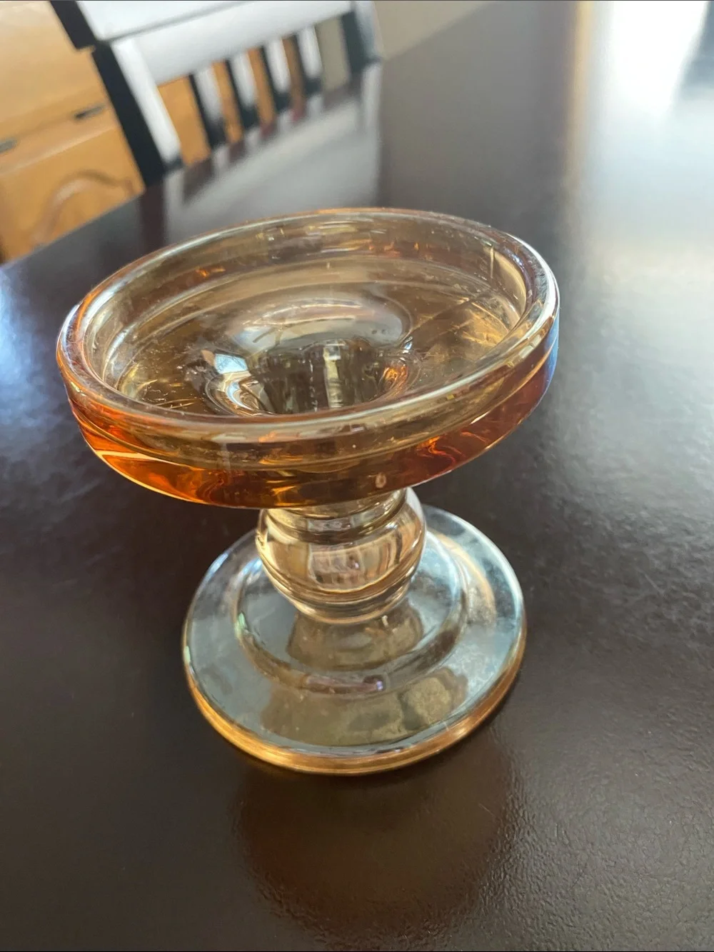 Amber Glass candle holder votive or pillar Candy Dish